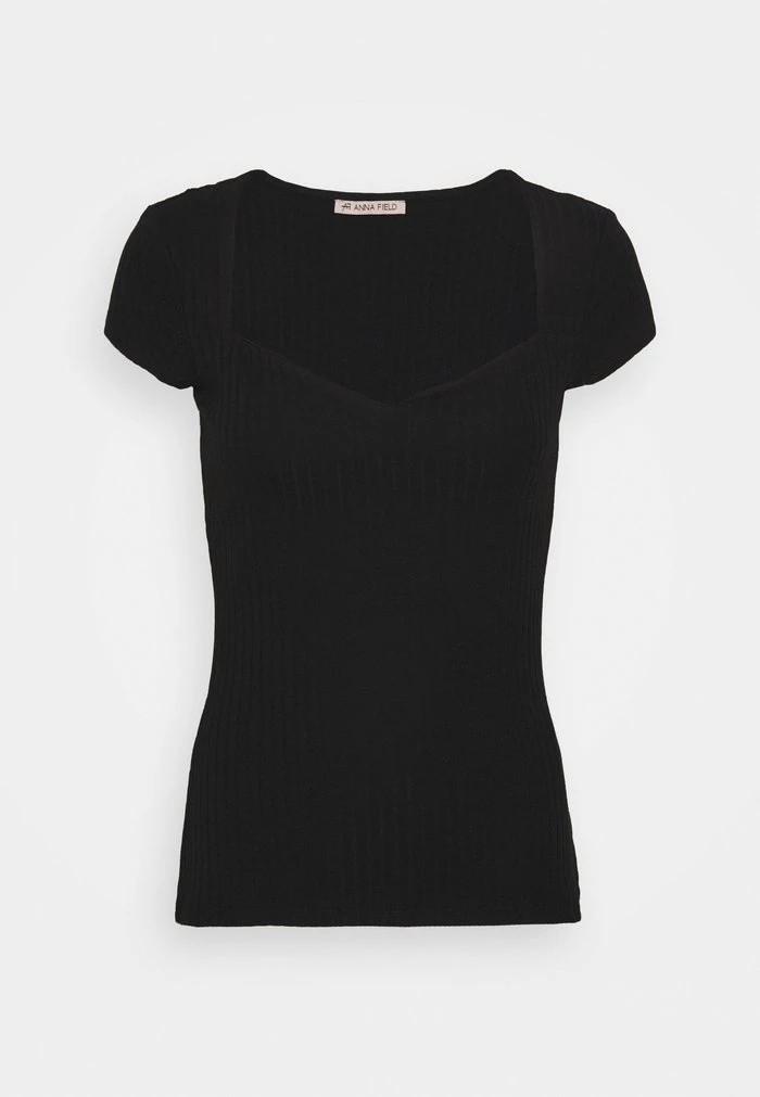 Chemise ANNA FIELD Anna Field Basic T-shirt Noir Femme | JIE-0201323